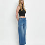 HIGH RISE DOUBLE CUFFED BAGGY WIDE JEANS V3589