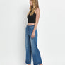 HIGH RISE DOUBLE CUFFED BAGGY WIDE JEANS V3589