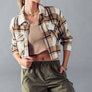 BELLA SNAP BUTTON PLAID CROP JACKET