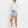 HIGH RISE DISTRESSED HEM A LINE SHORTS T6316: TANA RIVER / L