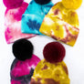Tie Dye Knitted Fur Pom Beanie