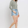 HIGH RISE RAW DISTRESSED HEM SHORTS T6361: CYNICAL BLUE / M
