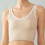 CONTRAST TRIM RIB CROP TANK TOP: KHAKI