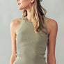 CASUAL FITTED RIB TANK TOP: BLACK / S-2/M-2/L-2