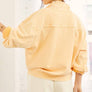 MINERAL WASHED SNAP BUTTON MOCK NECK SWEATSHIRT: LAVENDER