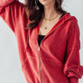 EMILY OVERSIZED VINTAGE ZIP UP HOODIE: GREEN