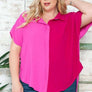 AT17004X - PLUS SIZE COLORBLOCK HI-LOW SHIRT: 3XL / ORANGE/LILAC