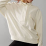 MINERAL WASHED SNAP BUTTON MOCK NECK SWEATSHIRT: MELON