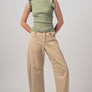 Flutter Sleeve Ribbed Crew Neck Ruffle Tank Top