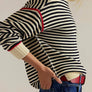 Dropped shoulders oversized Knit sweater Pullover in stripe
