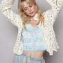 POL- Long sleeve V-neck crochet knitted cardigan