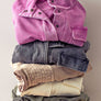 MINERAL WASHED SNAP BUTTON MOCK NECK SWEATSHIRT: LAVENDER