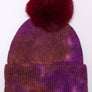 Tie Dye Knitted Fur Pom Beanie