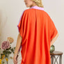 AT17004X - PLUS SIZE COLORBLOCK HI-LOW SHIRT: 3XL / ORANGE/LILAC