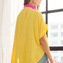 AT17004X - PLUS SIZE COLORBLOCK HI-LOW SHIRT: 1XL / ORANGE/LILAC