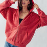 EMILY OVERSIZED VINTAGE ZIP UP HOODIE: GREEN