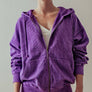EMILY OVERSIZED VINTAGE ZIP UP HOODIE: FADED DENIM / S-2/M-2/L-2