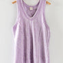 WASHED LOOSE FIT RACERBACK V-NECK TANK TOP: IVORY / S-2/M-2/L-2
