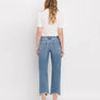 HIGH RISE DISTRESSED HEM CROP STRAIGHT JEANS BLINK / 31