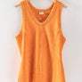 WASHED LOOSE FIT RACERBACK V-NECK TANK TOP: IVORY / S-2/M-2/L-2