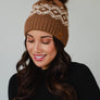 Brown & Speckled Patterned Pom Hat