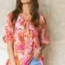 T0469X(HE) - PLUS SIZE FLORAL PEASANT TUNIC TOP: 3XL / GREEN