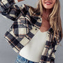 BELLA SNAP BUTTON PLAID CROP JACKET
