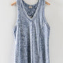 WASHED LOOSE FIT RACERBACK V-NECK TANK TOP: IVORY / S-2/M-2/L-2
