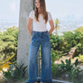 HIGH RISE DOUBLE CUFFED BAGGY WIDE JEANS V3589