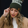 Olive & Beige Midwest Pom Hat