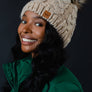 Taupe Cable Knit Pom Hat