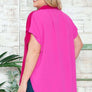 AT17004X - PLUS SIZE COLORBLOCK HI-LOW SHIRT: 3XL / ORANGE/LILAC