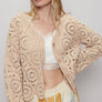 POL- Long sleeve V-neck crochet knitted cardigan