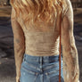 Lace Mesh Crochet Splicing Slim Fit Long Sleeve Blouse