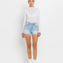HIGH RISE DISTRESSED HEM A LINE SHORTS T6316: TANA RIVER / L