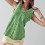 WASHED LOOSE FIT RACERBACK V-NECK TANK TOP: IVORY / S-2/M-2/L-2
