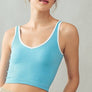 CONTRAST TRIM RIB CROP TANK TOP: BLACK