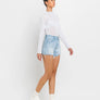 HIGH RISE DISTRESSED HEM A LINE SHORTS T6316: TANA RIVER / L