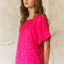T0466X - PLUS SIZE JACQUARD SATIN HI-LOW TOP: 2XL / FUCHSIA