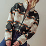 AZTEC PRINT SHERPA CROPPED JACKET: KHAKI