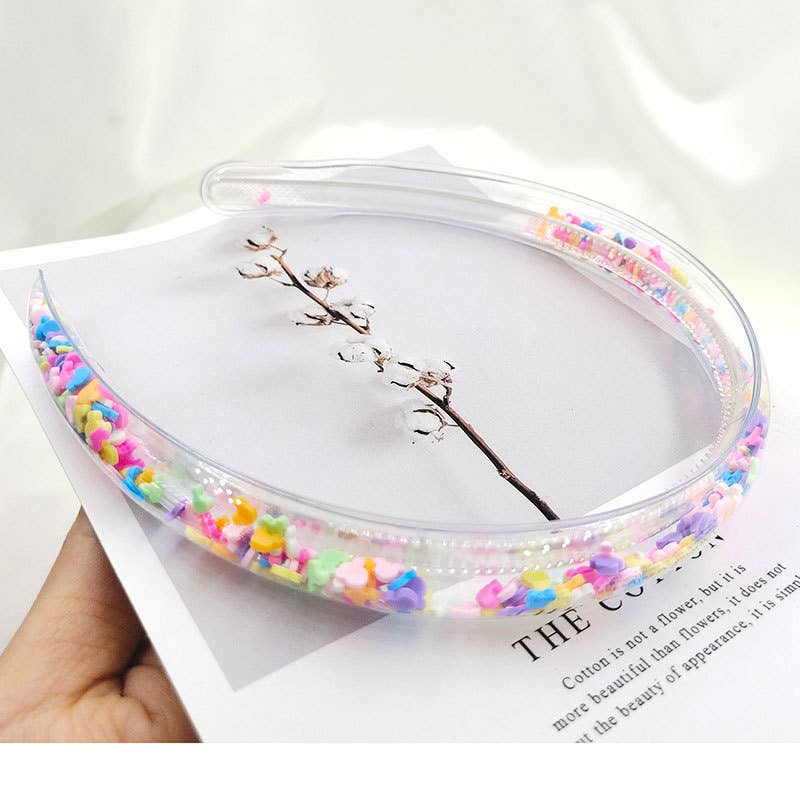 Girls cute Transparent Quicksand Sequin Teeth Hairband Hoops