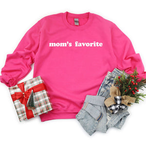 Mom's Favorite Funny Holiday Crewneck Sweatshirt - PINK