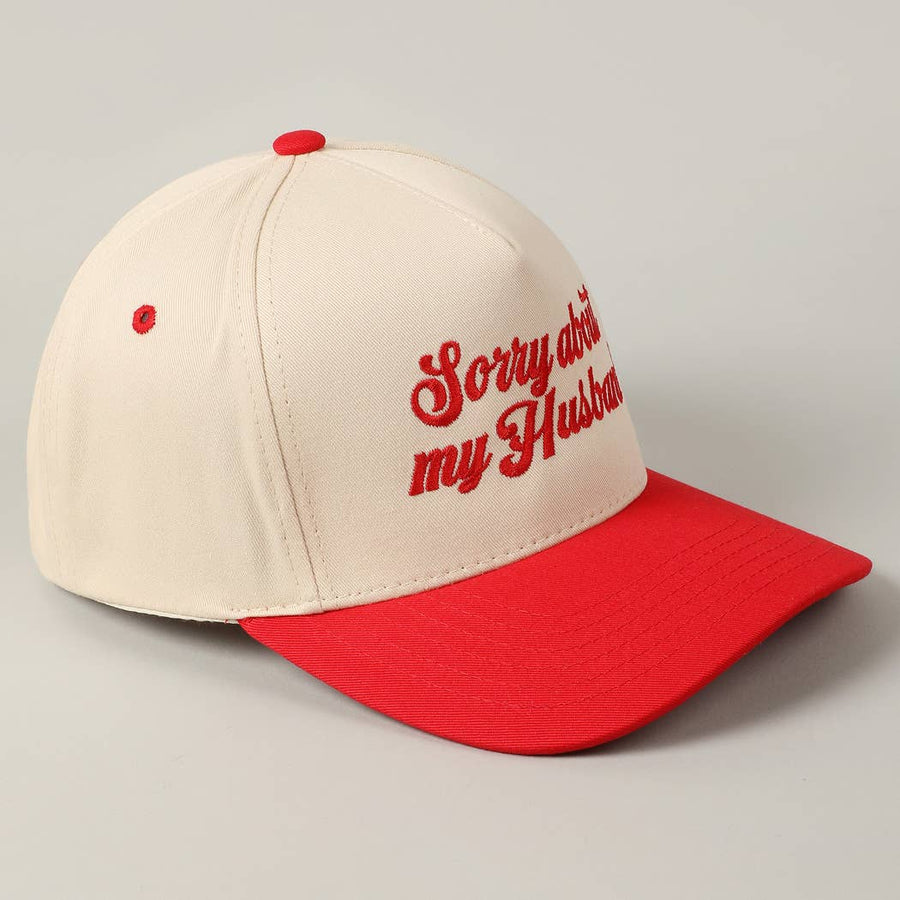 Sorry About My Husband Embroidery Two-Tone Canvas Cap