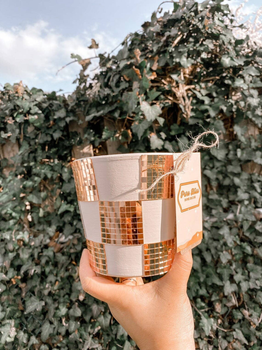 Checkered Disco Planter | 5 Inch Trendy Planters | Retro