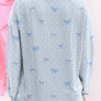 Bow Print Rib Loose Long Sleeve Top 2pcs Short Set (S-XL)