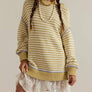 Dropped shoulders oversized Knit sweater Pullover in stripe