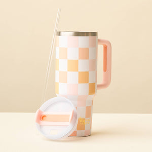 40 oz Take Me Everywhere Tumbler-Check Peach