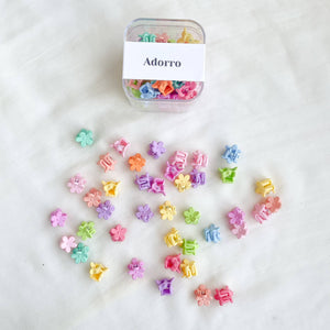 Fleur Ultra Mini Box of 40 | Tiny Matte Flower Claw Clip Set: Assorted