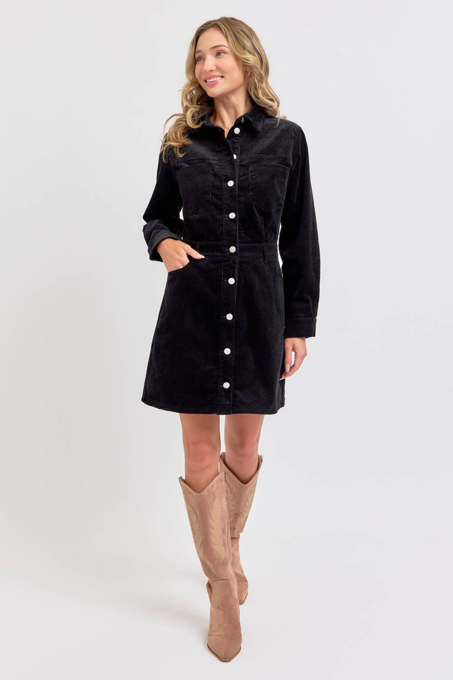 CORDUROY CASUAL TIMELESS MINI DRESS