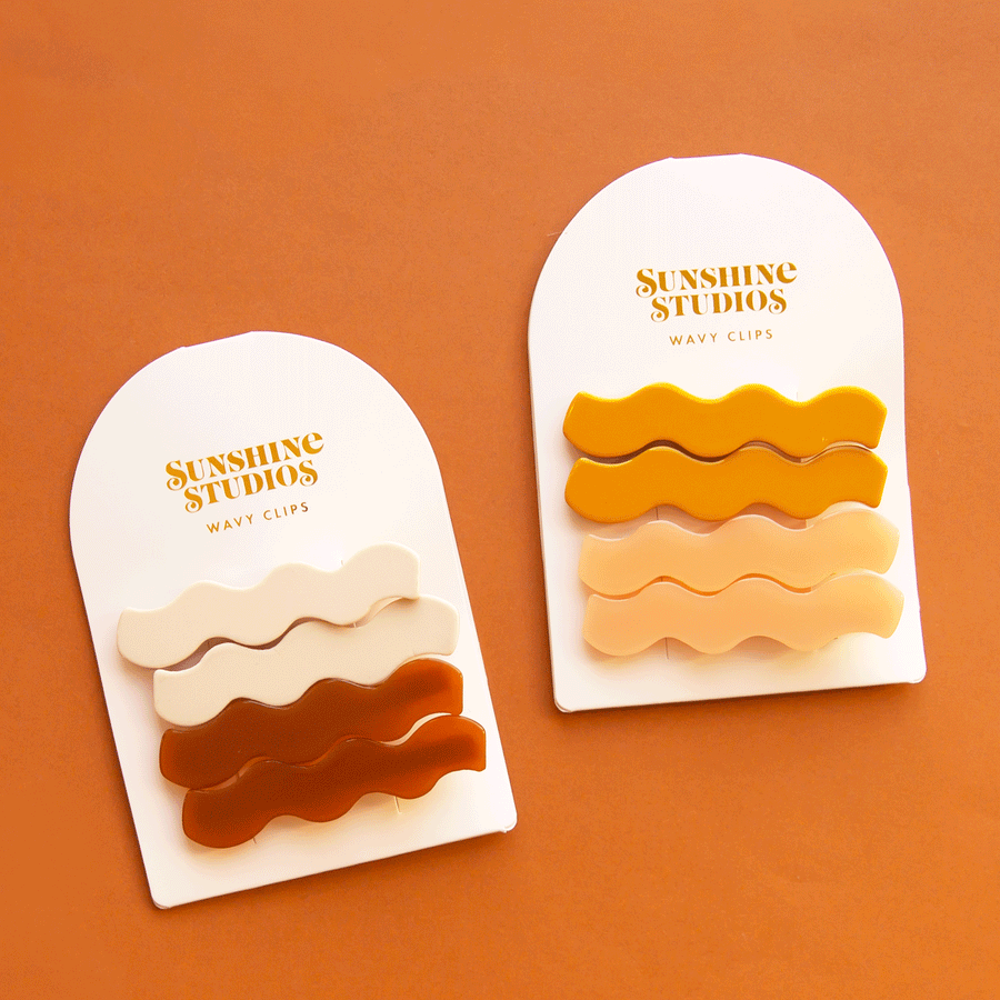 Wavy Hair Clips - Cognac